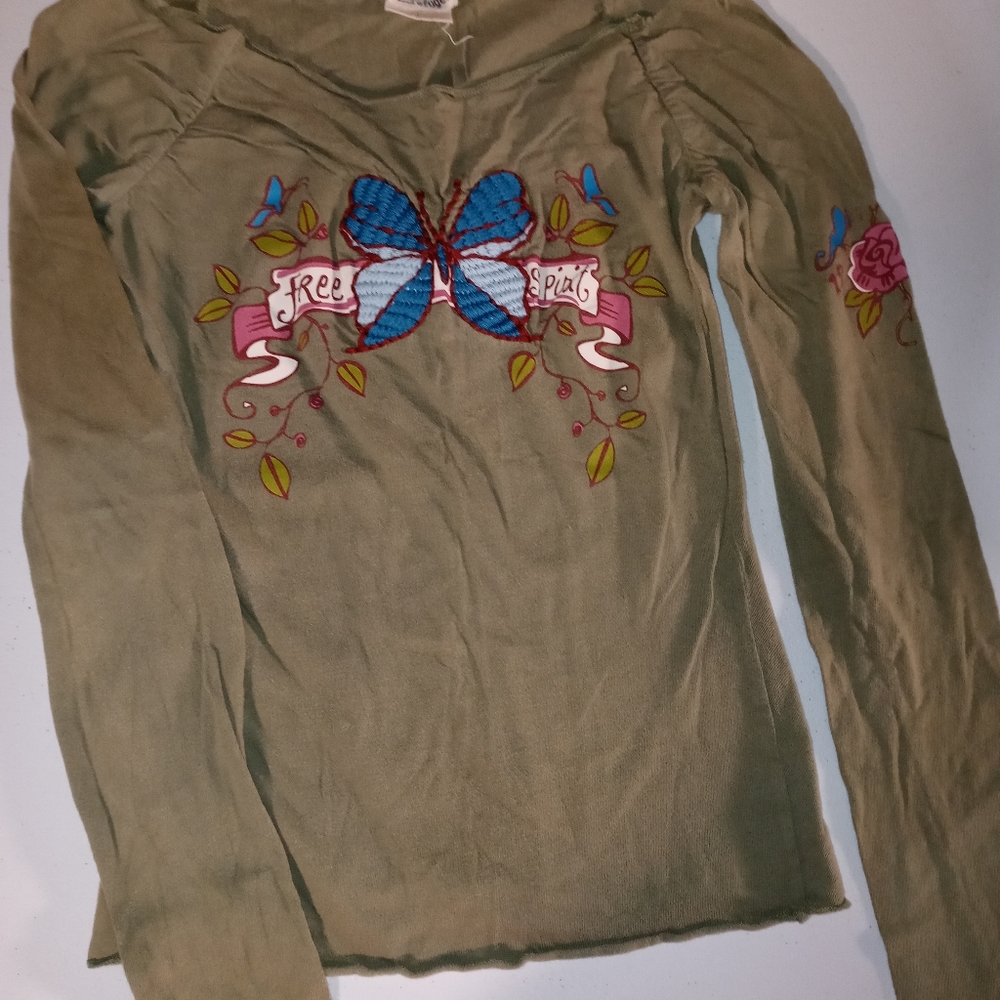 Girls size small butterfly long sleeve shirt